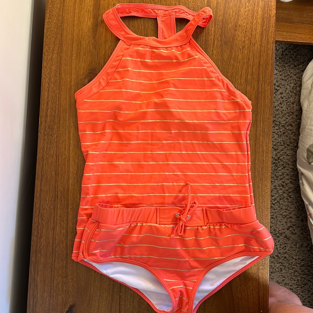 RAD Swim Coral tankini gold stripes